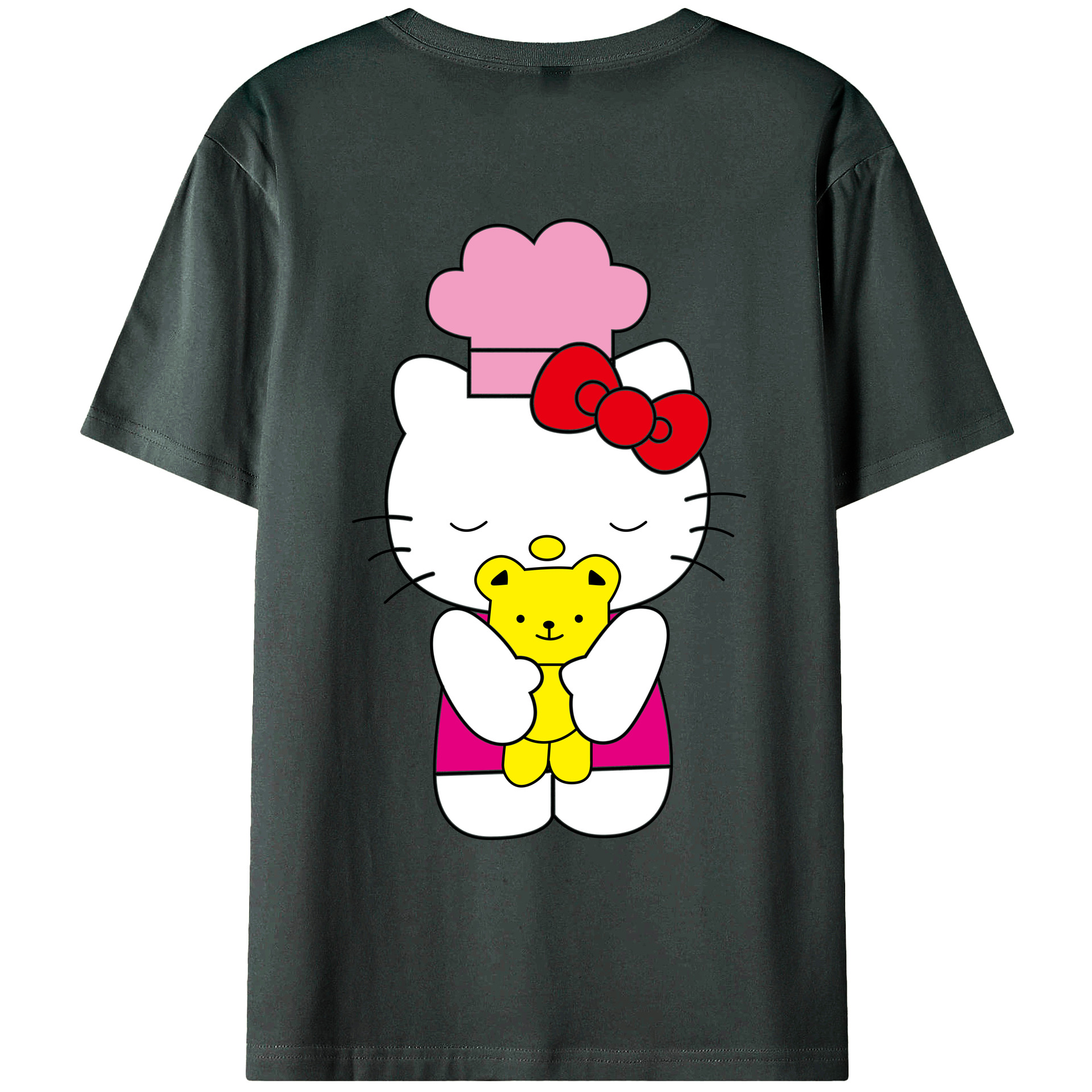 （画像用） Hello Kitty ハローキティ 綿100％ メンズ半袖Tシャツ（バックプリント） 通気性